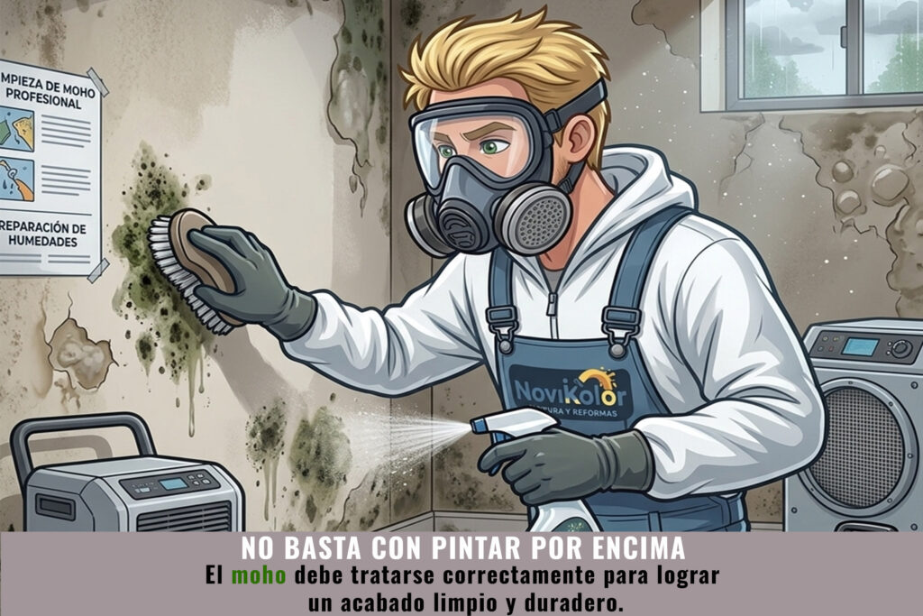 Tratamiento profesional de moho y humedad en paredes realizado por Novikolor